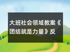 大班社会领域教案《团结就是力量》反思