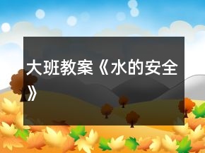 大班教案《水的安全》
