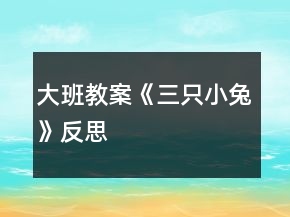 大班教案《三只小兔》反思