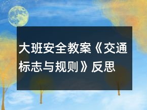 大班安全教案《交通标志与规则》反思