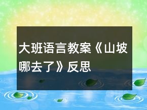 大班语言教案《山坡哪去了》反思