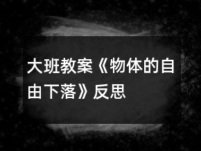 大班教案《物体的自由下落》反思