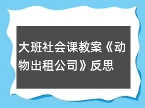 大班社会课教案《动物出租公司》反思