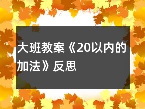 大班教案《20以内的加法》反思
