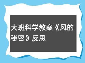 大班科学教案《风的秘密》反思