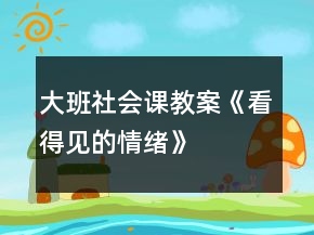 大班社会课教案《看得见的情绪》