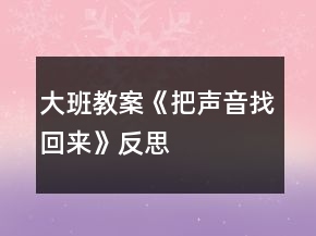 大班教案《把声音找回来》反思