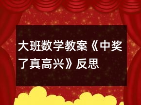 大班数学教案《中奖了真高兴》反思