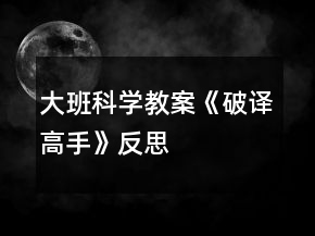 大班科学教案《破译高手》反思
