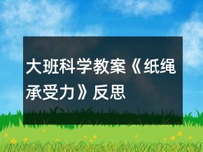 大班科学教案《纸绳承受力》反思