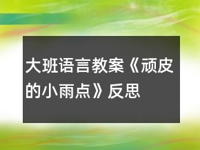大班语言教案《顽皮的小雨点》反思
