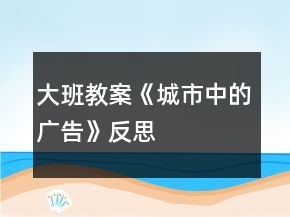 大班教案《城市中的广告》反思