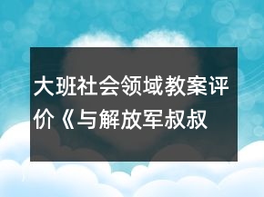 大班社会领域教案评价《与解放军叔叔交朋友》反思