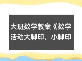 大班数学教案《数学活动：大脚印，小脚印》反思