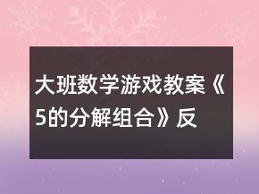 大班数学游戏教案《5的分解、组合》反思