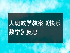 大班数学教案《快乐数学》反思