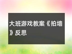 大班游戏教案《拍墙》反思