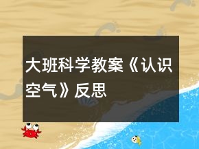 大班科学教案《认识空气》反思