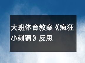 大班体育教案《疯狂小刺猬》反思