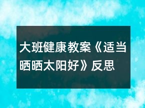 大班健康教案《适当晒晒太阳好》反思