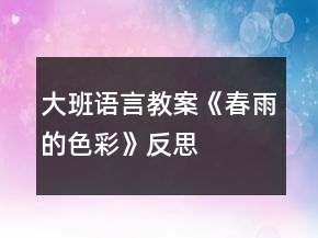大班语言教案《春雨的色彩》反思