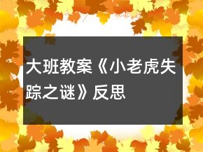 大班教案《小老虎失踪之谜》反思