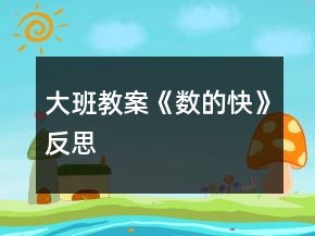 大班教案《数的快》反思