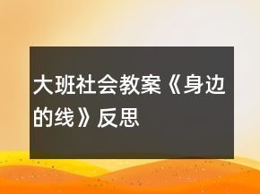 大班社会教案《身边的线》反思