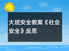 大班安全教案《社会安全》反思