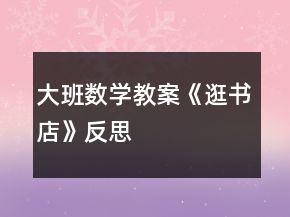 大班数学教案《逛书店》反思