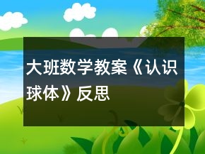 大班数学教案《认识球体》反思