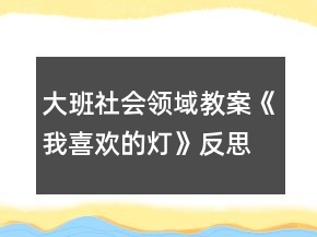 大班社会领域教案《我喜欢的灯》反思