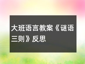 大班语言教案《谜语三则》反思