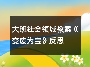大班社会领域教案《变废为宝》反思