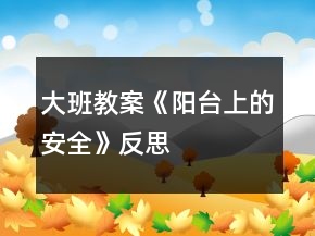 大班教案《阳台上的安全》反思