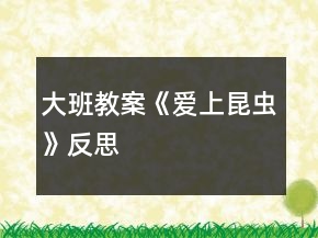 大班教案《爱上昆虫》反思