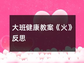 大班健康教案《火》反思
