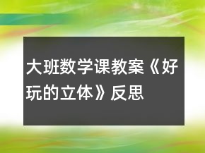 大班数学课教案《好玩的立体》反思