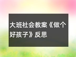 大班社会教案《做个好孩子》反思
