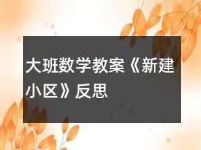 大班数学教案《新建小区》反思