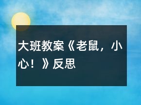 大班教案《老鼠，小心！》反思