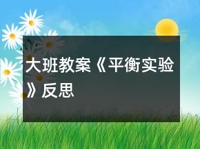 大班教案《平衡实验》反思