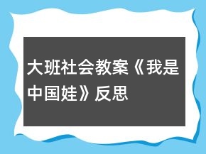 大班社会教案《我是中国娃》反思