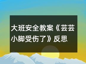 大班安全教案《芸芸小脚受伤了》反思