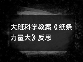 大班科学教案《纸条力量大》反思