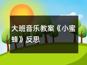 大班音乐教案《小蜜蜂》反思