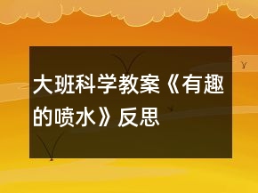 大班科学教案《有趣的喷水》反思