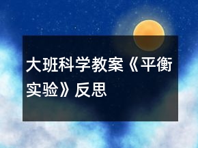 大班科学教案《平衡实验》反思