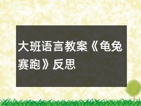 大班语言教案《龟兔赛跑》反思