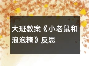 大班教案《小老鼠和泡泡糖》反思